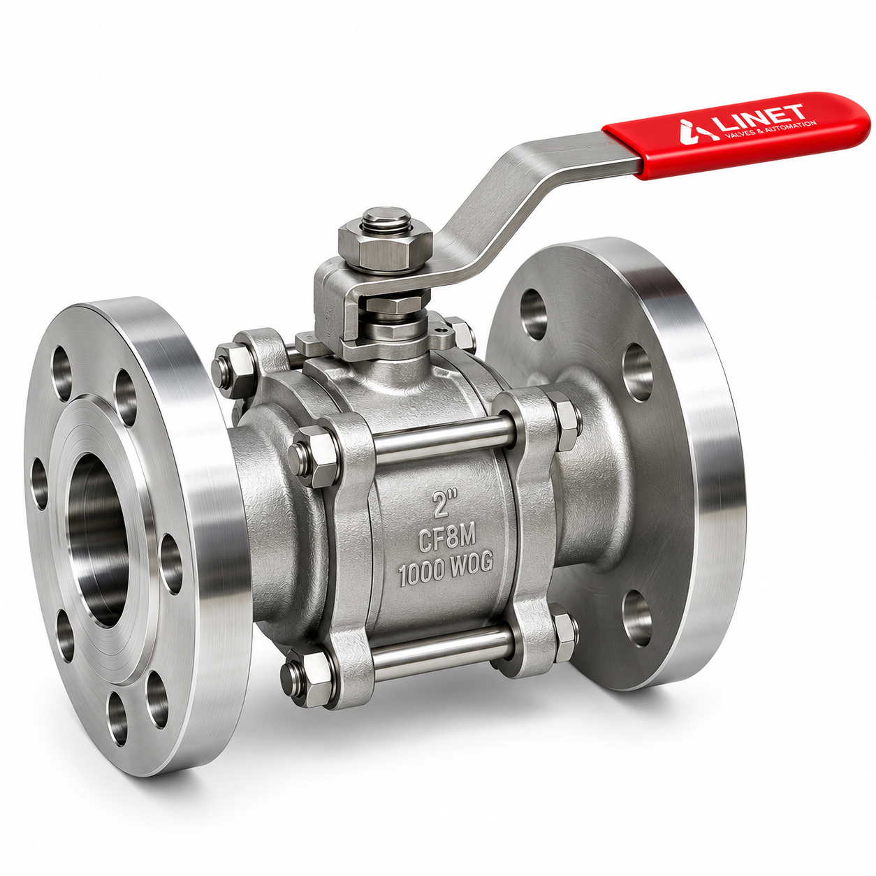 HANDLE OPERATED 2 PC BALL VALVE FLANGED END