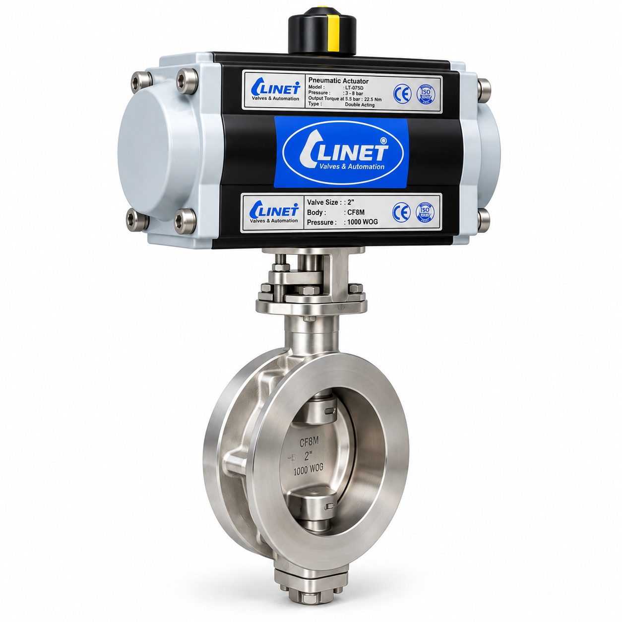 Pneumatic Rotary Actuator Operated Offset Disc Butterfly Valve