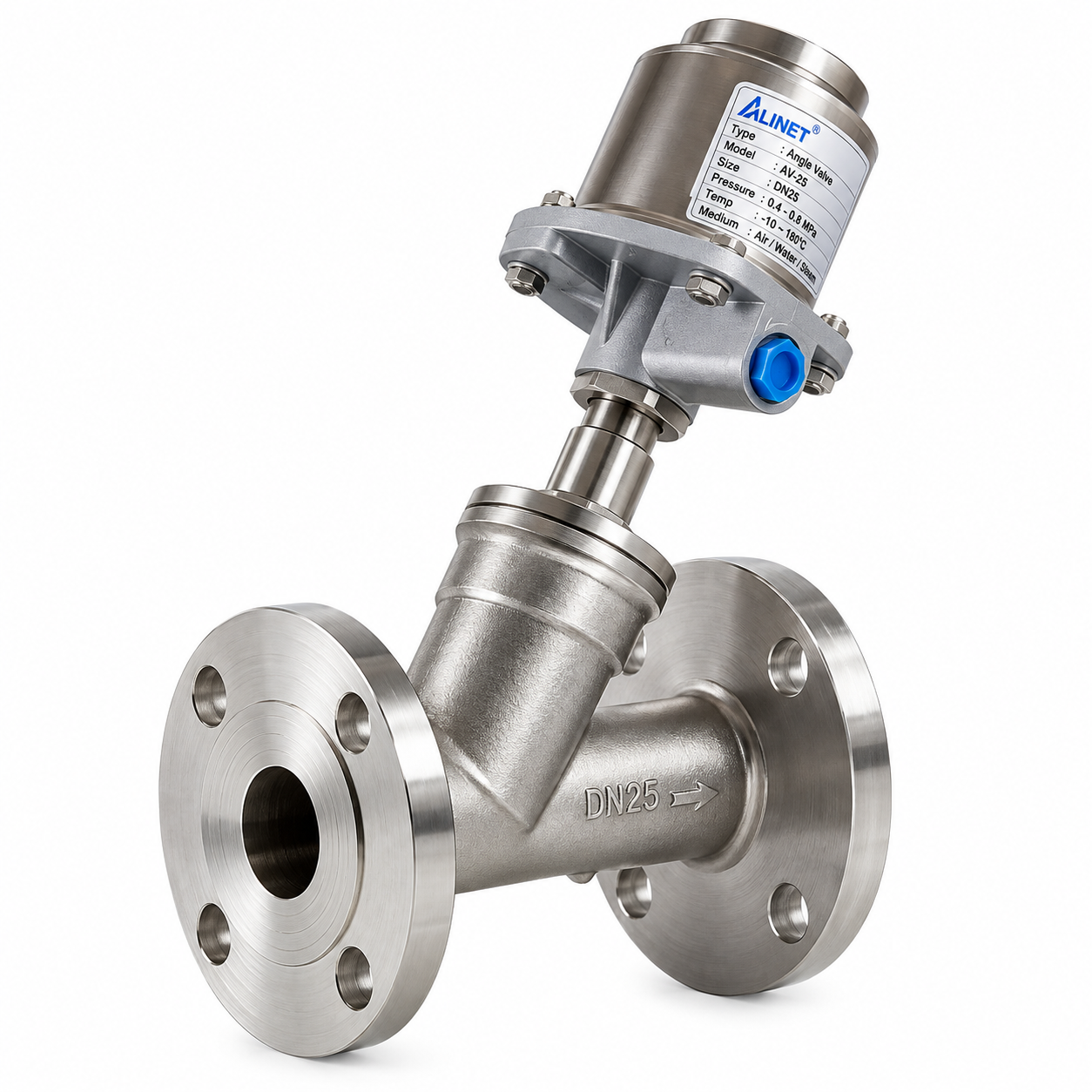OCV MODEL 2 WAY PNEUMATIC OPERATED ANGLE TYPE ON-OFF CONTROL VALVE FLANGED END