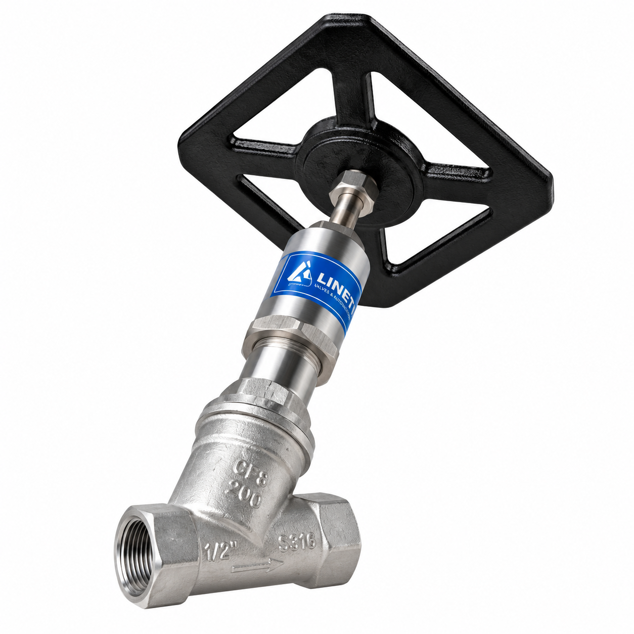 2-WAY HANDLE ANGLE TYPE GLOBE VALVE SCREWED END