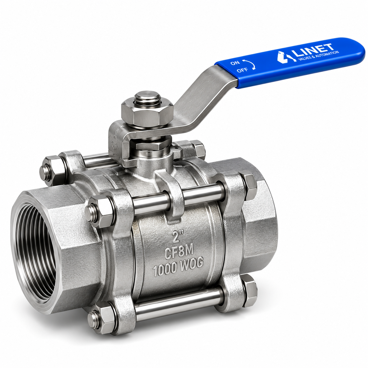 HANDLE OPERATED 3 PC BALL VALVE SCREWED END