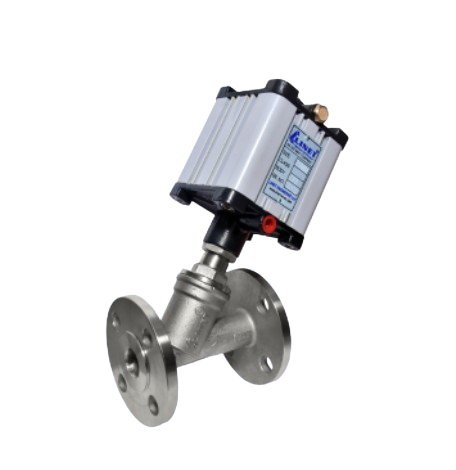 NCV MODEL2 WAY PNEUMATIC OPERATED ANGLE TYPE ON-OFF CONTROL VALVE FLANGE END