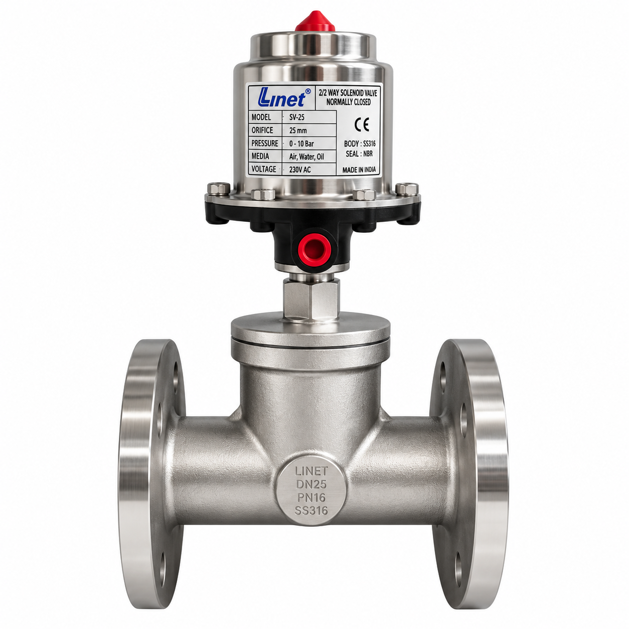 OCV MODEL 2 WAY PNEUMATIC OPERATED T-TYPE ON-OFF CONTROL VALVE FLANGED END
